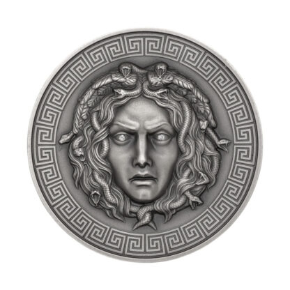 Cameroon 3000 FR 2019 Silver 999. 3oz Antique Finish MEDUSA 3D high relief with Diamond eyes