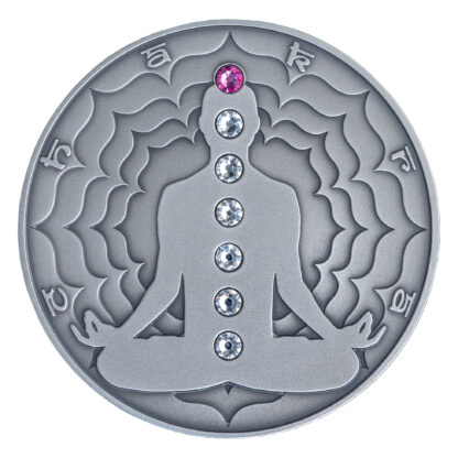 Cameroon 2000 FR 2020 Silver 999. 2oz AF :: The Seven Chakras :: SAHASHARA