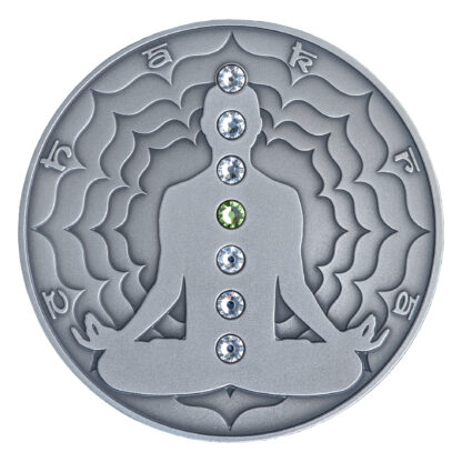 Cameroon 2000 FR 2020 Silver 999. 2oz AF :: The Seven Chakras :: ANAHATA