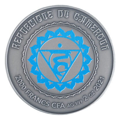 Cameroon 2000 FR 2020 Silver 999. 2oz AF :: The Seven Chakras :: VISHUDDHA - Image 2