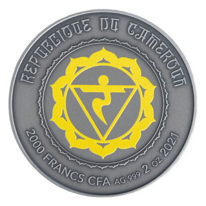 Cameroon 2000 FR 2020 Silver 999. 2oz AF :: The Seven Chakras :: MANIPURA - Image 2