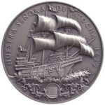 Niue 5 Dollars 2022 Silver 999. 2oz Ø50mm Antique Finish :: NUESTRA SENORA DE ATOCHA with silver treasure inlay!