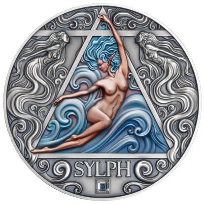 Cameroon 2000 Francs 2024 Silver 999. 2oz Ø50mm Antique Finish :: Elementals series: SYLPH