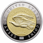 Niue $5 2025 Silver 999. 2oz Ø50mm Proof/Gold plated :: GREATEST USA COINS: Double eagle 1933