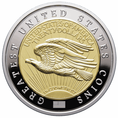 🆕 Niue $5 2025 Silver 999. 2oz Ø50mm Proof/Gold plated :: GREATEST USA COINS: Double eagle 1933