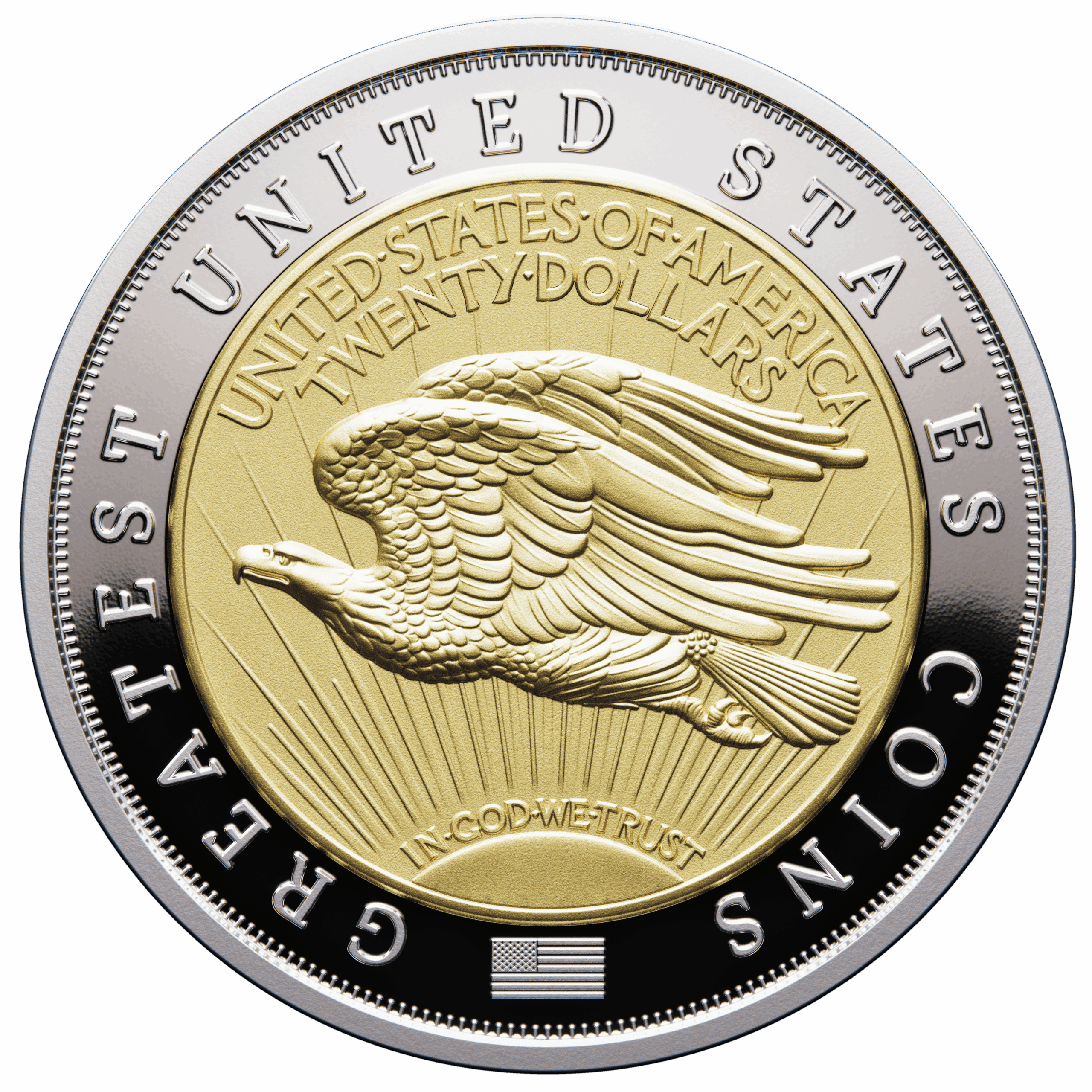 🆕 Niue $5 2025 Silver 999. 2oz Ø50mm Proof/Gold plated :: GREATEST USA COINS: Double eagle 1933