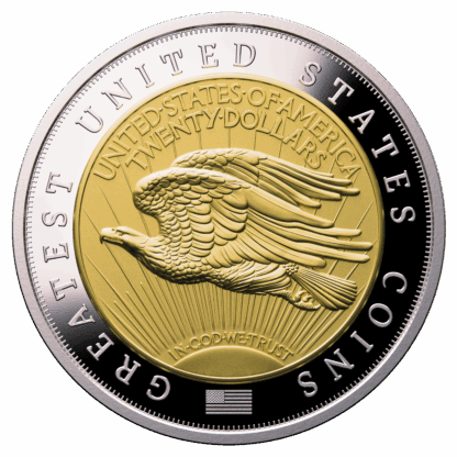 🆕 Niue $5 2025 Silver 999. 2oz Ø50mm Proof/Gold plated :: GREATEST USA COINS: Double eagle 1933