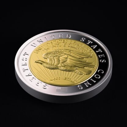 🆕 Niue $5 2025 Silver 999. 2oz Ø50mm Proof/Gold plated :: GREATEST USA COINS: Double eagle 1933 - Image 5