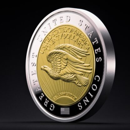 🆕 Niue $5 2025 Silver 999. 2oz Ø50mm Proof/Gold plated :: GREATEST USA COINS: Double eagle 1933 - Image 3