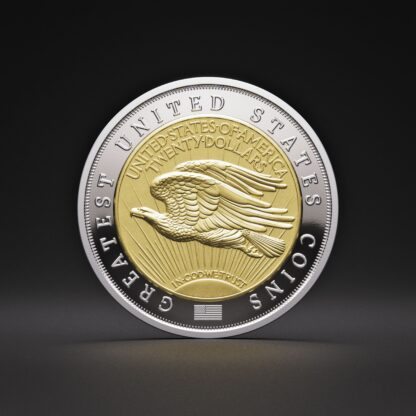 🆕 Niue $5 2025 Silver 999. 2oz Ø50mm Proof/Gold plated :: GREATEST USA COINS: Double eagle 1933 - Image 10