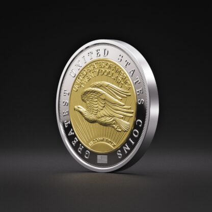 🆕 Niue $5 2025 Silver 999. 2oz Ø50mm Proof/Gold plated :: GREATEST USA COINS: Double eagle 1933 - Image 11