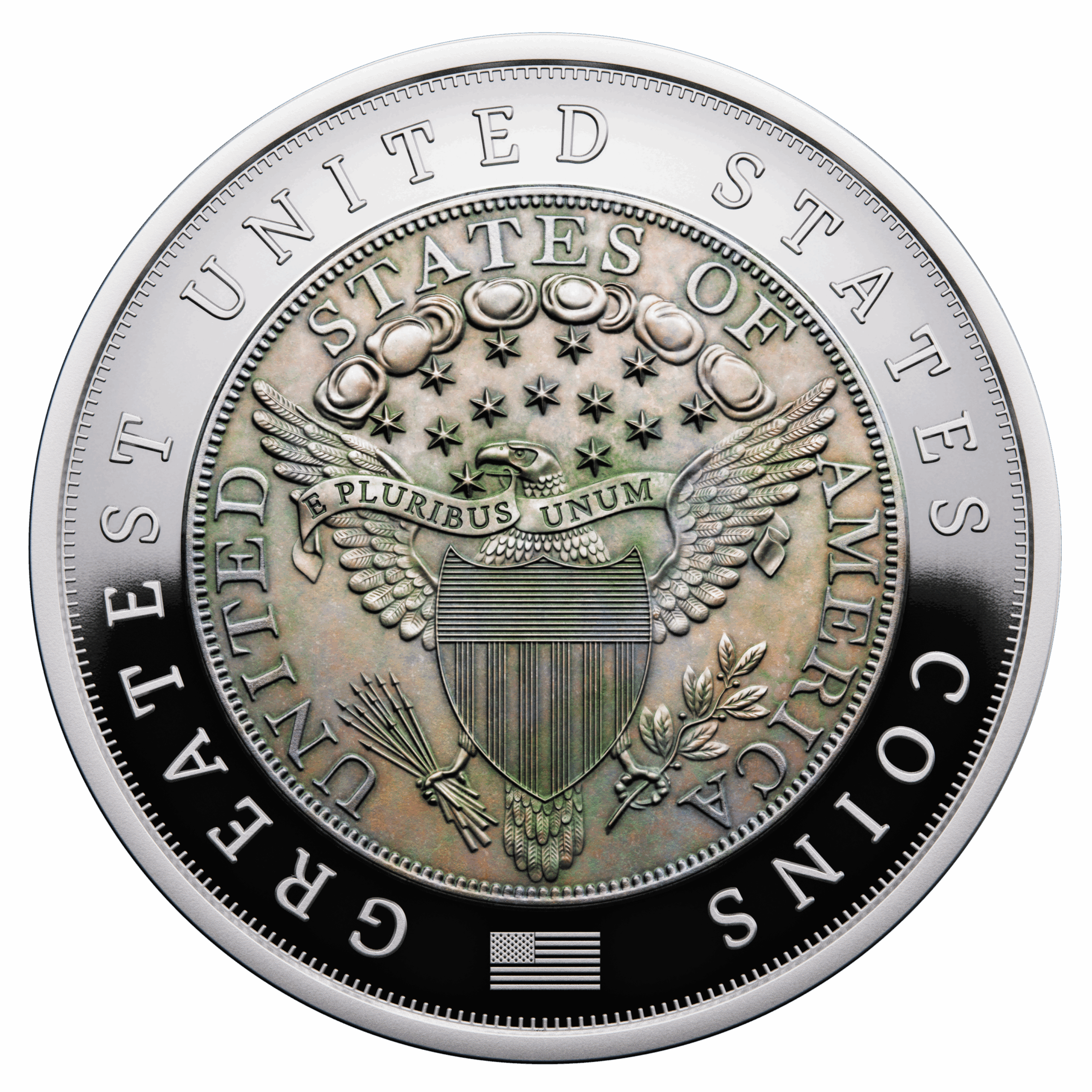 ๐ Niue $5 2025 Silver 999. 2oz ร50mm Proof / Antique :: GREATEST USA COINS: 1804 Draped bust silver Dollar - Image 8