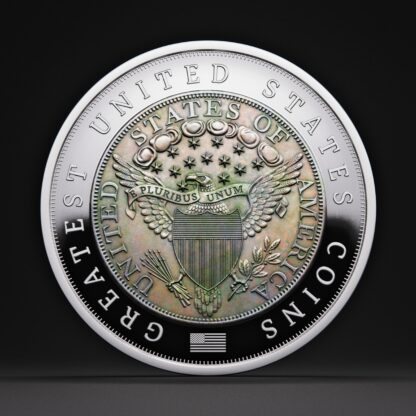 🆕 Niue $5 2025 Silver 999. 2oz Ø50mm Proof / Antique :: GREATEST USA COINS: 1804 Draped bust silver Dollar - Image 2