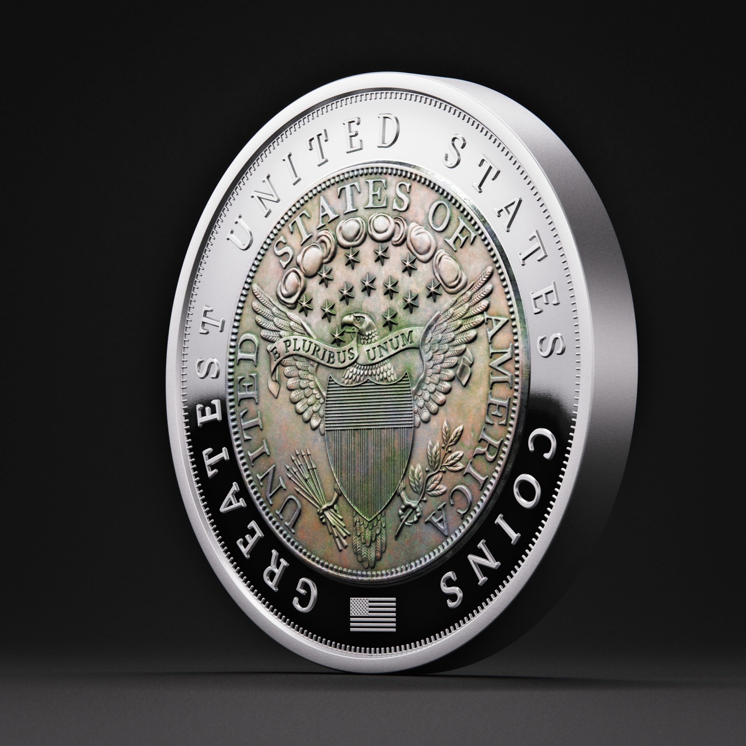 ๐ Niue $5 2025 Silver 999. 2oz ร50mm Proof / Antique :: GREATEST USA COINS: 1804 Draped bust silver Dollar - Image 6