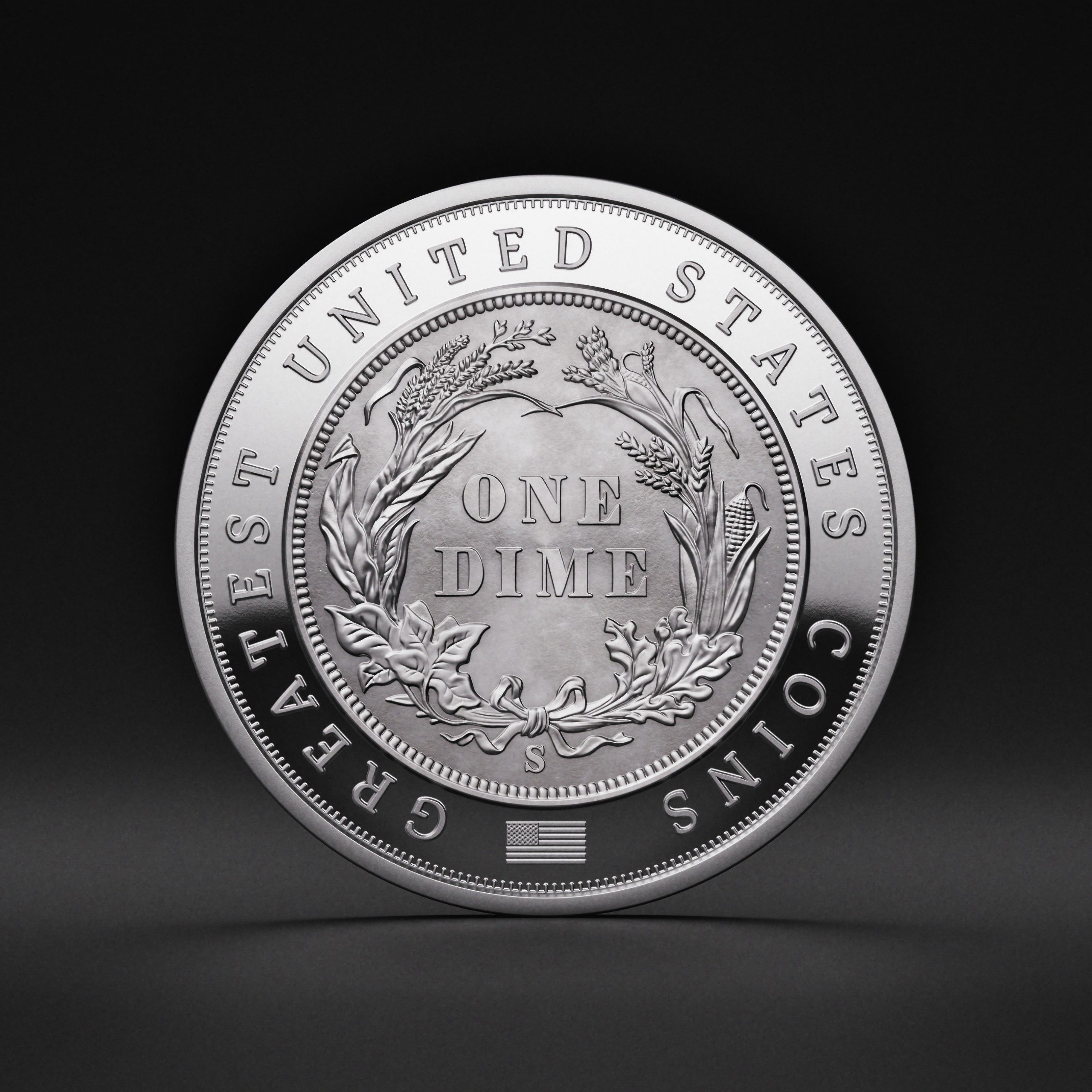 π Niue $5 2026 Silver 999. 2oz Γ50mm Proof / Antique :: GREATEST USA COINS: 1894-S Barber Dime - Image 10