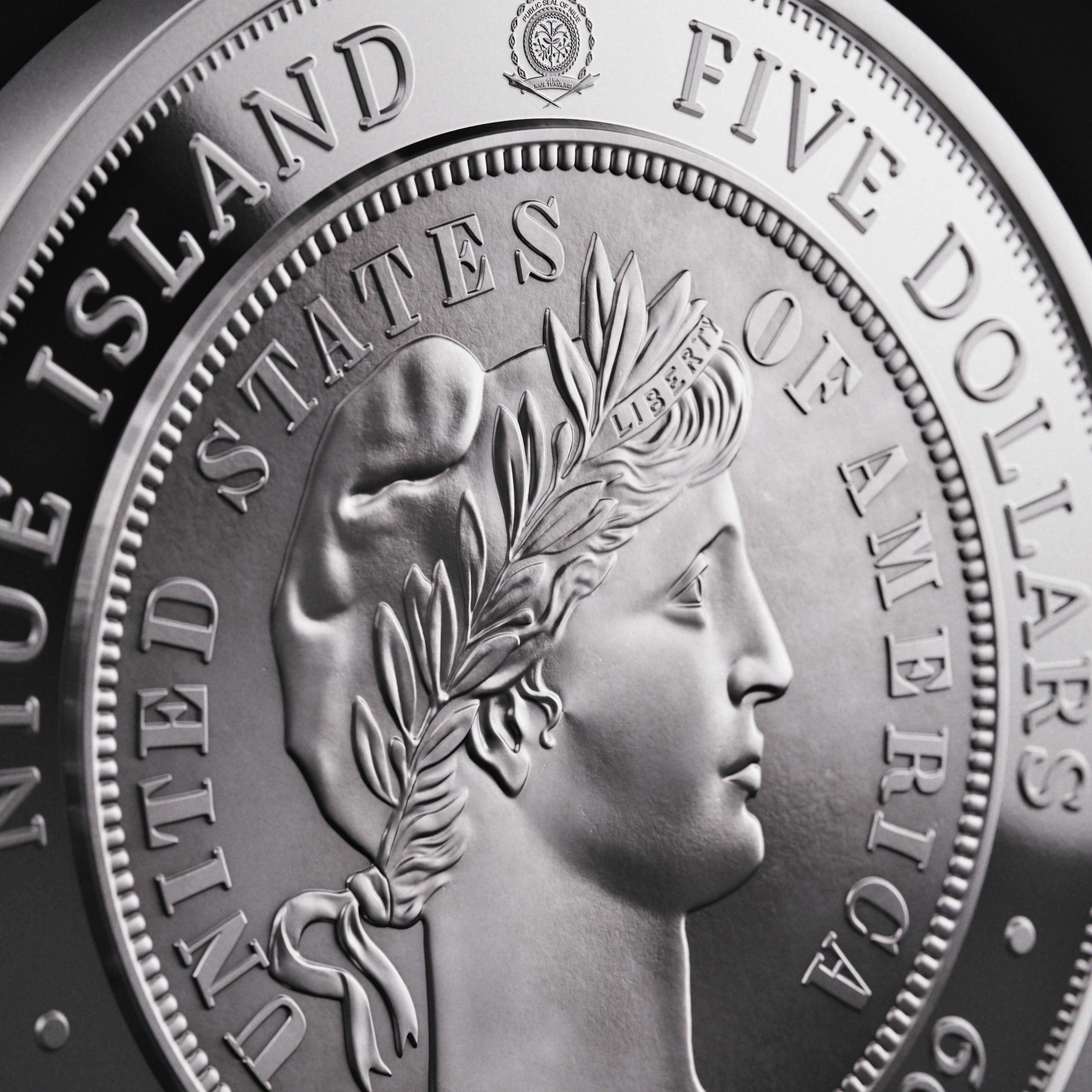 π Niue $5 2026 Silver 999. 2oz Γ50mm Proof / Antique :: GREATEST USA COINS: 1894-S Barber Dime - Image 8