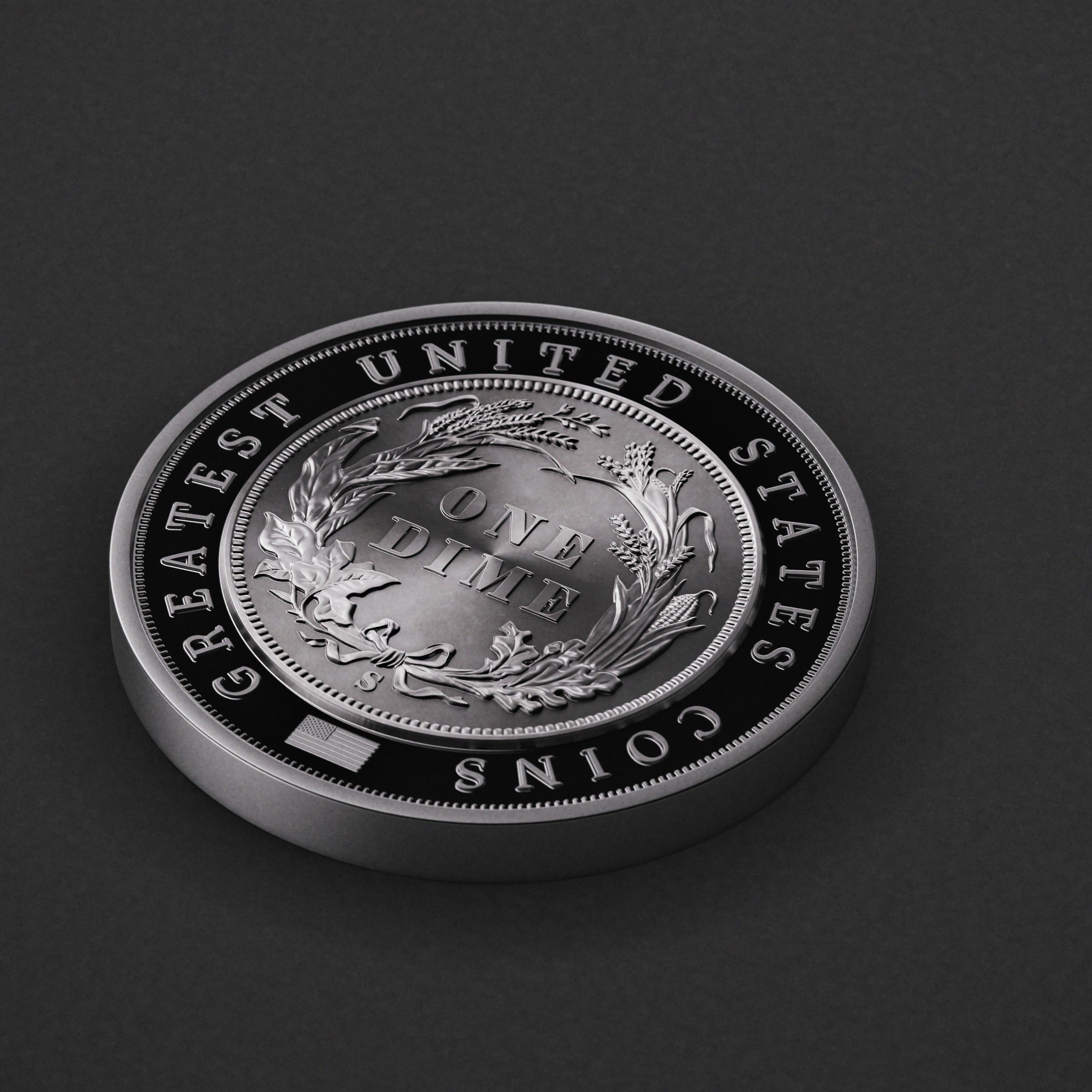 π Niue $5 2026 Silver 999. 2oz Γ50mm Proof / Antique :: GREATEST USA COINS: 1894-S Barber Dime - Image 4